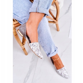 Ballerines Élégantes En Cuir Avec Fleurs Laura Messi 1110 Blanc blanche rose multicolore 2