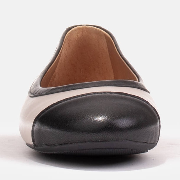 Marco Shoes Ballerines confortables avec bordure beige noir 1