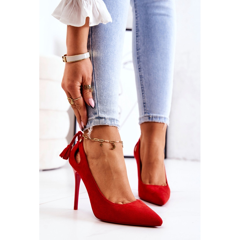 PS1 Escarpins Femme En Daim Avec Spitz Rouge Leven 1