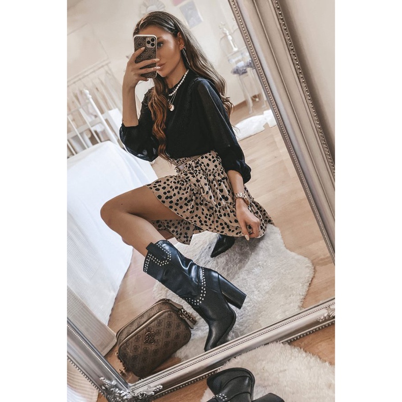 BM Bottes de cowboy noires avec tige Bora décorée 1