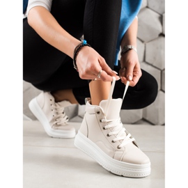 Renda Baskets hautes en cuir écologique beige 1 Renda Baskets hautes en cuir écologique beige 1