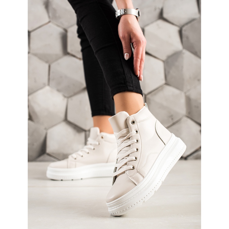 Renda Baskets hautes en cuir écologique beige 2