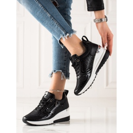 TRENDI Baskets compensées à paillettes le noir 3