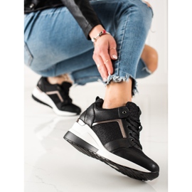 TRENDI Baskets compensées légères le noir 3