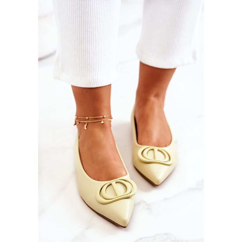 PS1 Ballerines en cuir dans le Spitz vert vif de Rachelle jaune 1