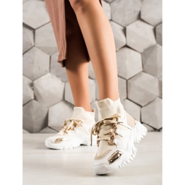 TRENDI Baskets mode beige d'or 1