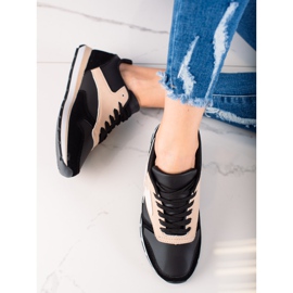 TRENDI Chaussures de sport décontractées beige noir 1