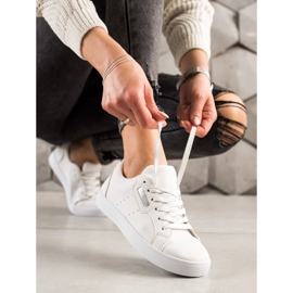 TRENDI Chaussures de sport légères en cuir écologique blanc argent 1