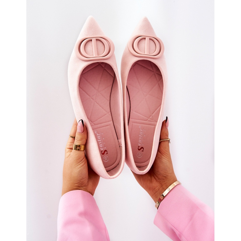PS1 Ballerines En Daim Spitz Rose Clair Neriso 1
