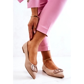 PS1 Ballerines En Daim Beige Spitz Neriso 2