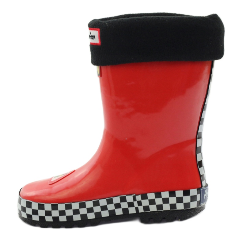 American Club Wellies isolées avec une chaussette Red Car blanc noir rouge gris 1