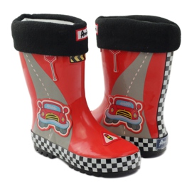 American Club Wellies isolées avec une chaussette Red Car blanc noir rouge gris 2