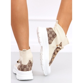 Baskets chaussette cheville Reta Beige brun 1