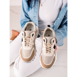 Sweet Shoes Baskets à la mode beige rose doré 1