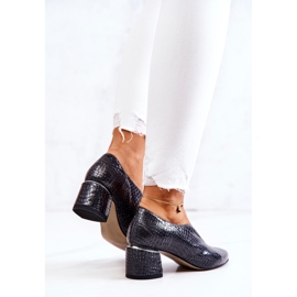 PA2 Escarpins Cuir Serpent Alissa Gris Foncé 1