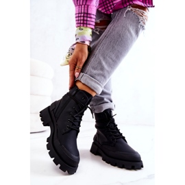 Bottes Chaudes En Cuir Attachées Noir Racquell 2