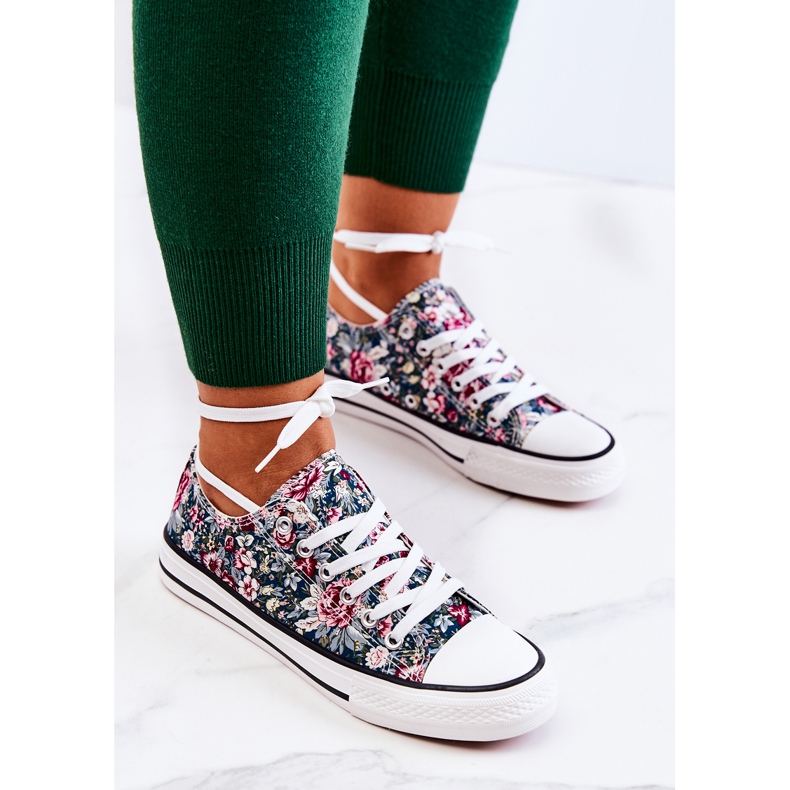 FS2 Baskets basses à fleurs Desiree vertes 2