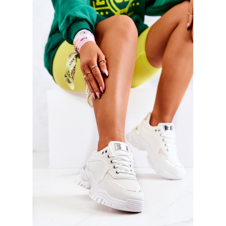 FS2 Baskets Sur La Plateforme Blanche Sallie argent 2