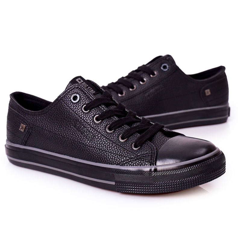 Baskets en cuir pour hommes Big Star II174002 Noir 4