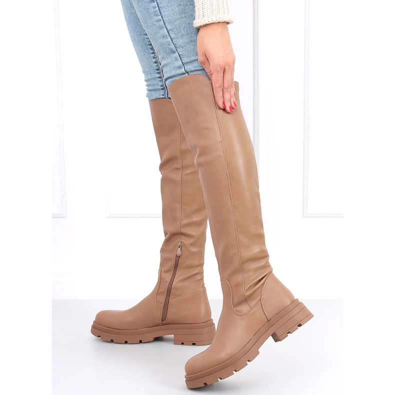 Bottes cavalières femme Sofia Kaki beige 2
