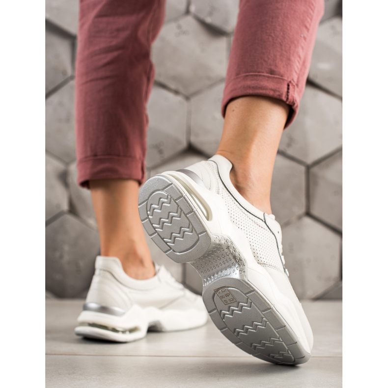 Goodin Baskets en cuir ajouré blanche 2