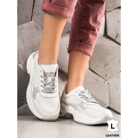 Goodin Baskets en cuir ajouré blanc argent 1