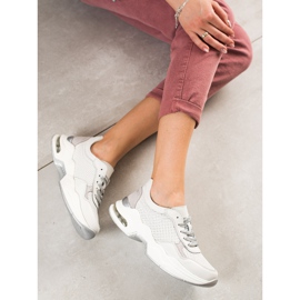 Goodin Baskets en cuir ajouré blanc argent 2