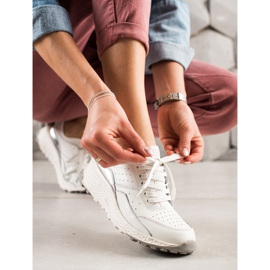 Goodin Baskets en cuir élégantes blanche argent 1