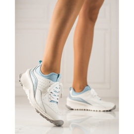 Goodin Baskets en cuir élégantes blanche bleu 1 Goodin Baskets en cuir élégantes blanche bleu 1