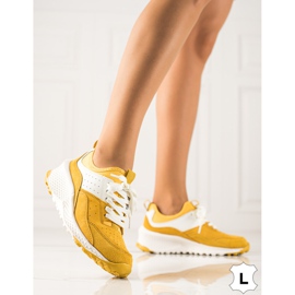 Goodin Baskets en cuir élégantes blanche jaune 1