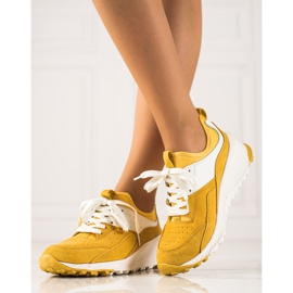 Goodin Baskets en cuir élégantes blanche jaune 4