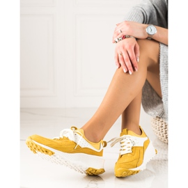 Goodin Baskets en cuir élégantes blanche jaune 2