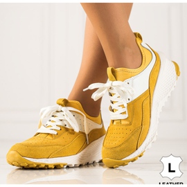 Goodin Baskets en cuir élégantes blanche jaune 5