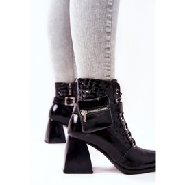 PF1 Boots Cuir Avec Rein Noir Cannie le noir 8