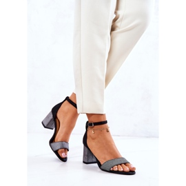 PA2 Sandales En Cuir On A Bar Noir Et Argent Lorene le noir 3