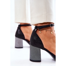 PA2 Sandales En Cuir On A Bar Noir Et Argent Lorene le noir 6