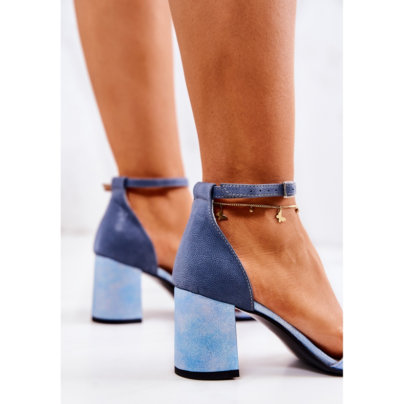 PA2 Sandales en cuir sur une barre Lorene bleue 1