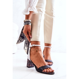 PA2 Sandales en cuir sur une barre Lorene noire et blanche le noir multicolore 2