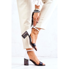 PA2 Sandales en cuir sur une barre Lorene noire et blanche le noir multicolore 5