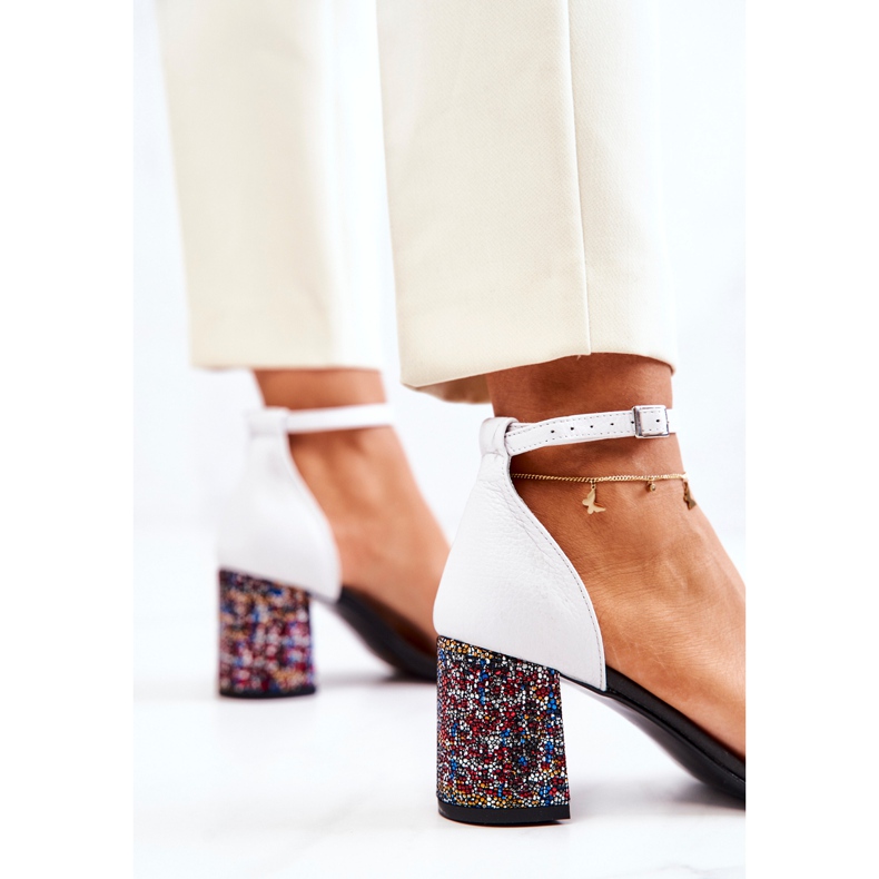 PA2 Sandales en cuir sur une barre Lorene noire et blanche le noir multicolore 1