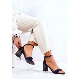 PA2 Sandales En Cuir On A Bar Noir Et Bleu Marine Lorene le noir 5