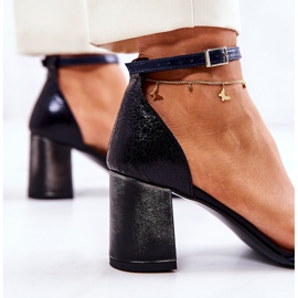 PA2 Sandales En Cuir On A Bar Noir Et Bleu Marine Lorene le noir 6