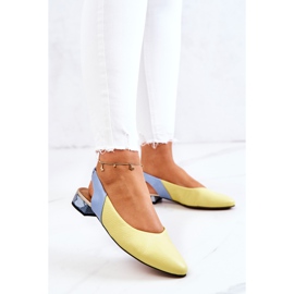 PA2 Ballerine Talon Ouvert Cuir Jaune-Bleu Noreen 4