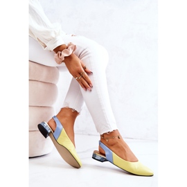 PA2 Ballerine Talon Ouvert Cuir Jaune-Bleu Noreen 5