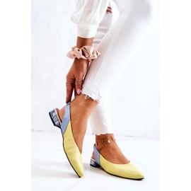 PA2 Ballerine Talon Ouvert Cuir Jaune-Bleu Noreen 3