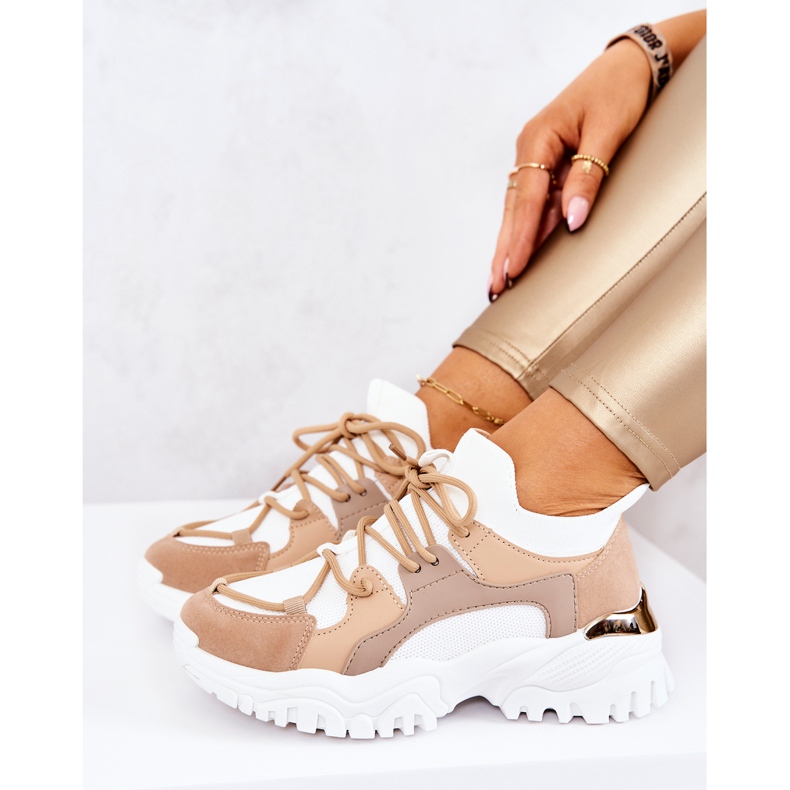 FS2 Chaussures de Sport Baskets Chaussettes Beige et Blanc Colleen blanche 1