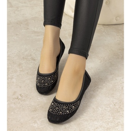 Ballerines en dentelle rose avec oxydes de zirconium East Side noir 1