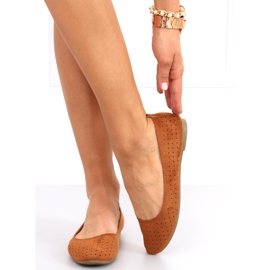 Amela Camel ballerines ajourées brun 1