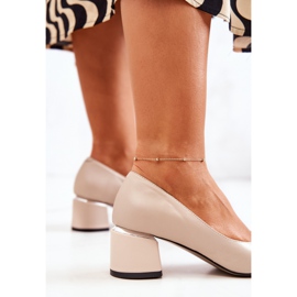 PA2 Escarpins En Cuir À Bout En Spitz Beige Marilyn 1