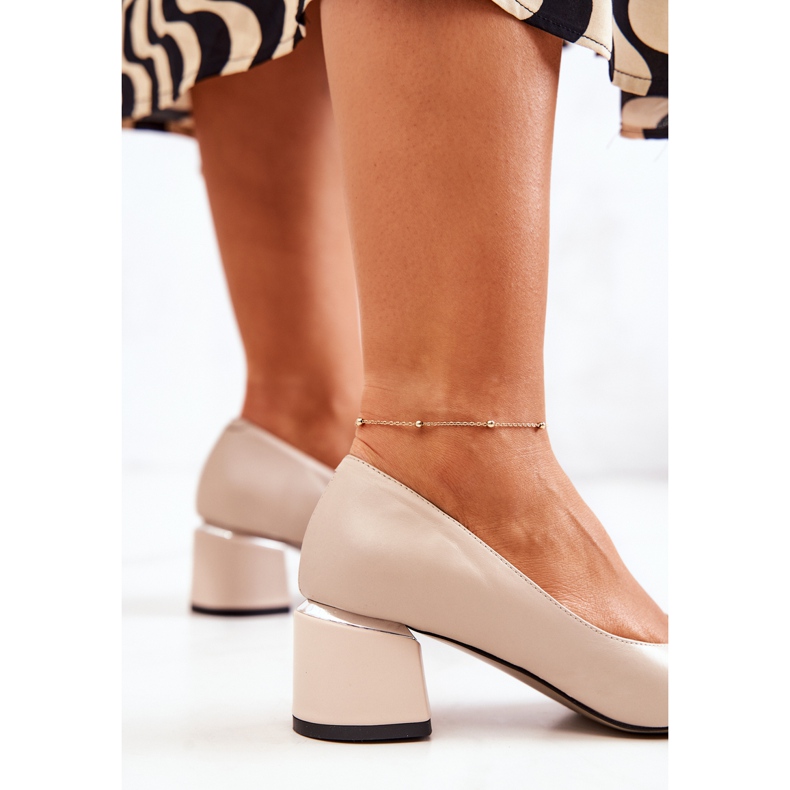 PA2 Escarpins En Cuir À Bout En Spitz Beige Marilyn 1